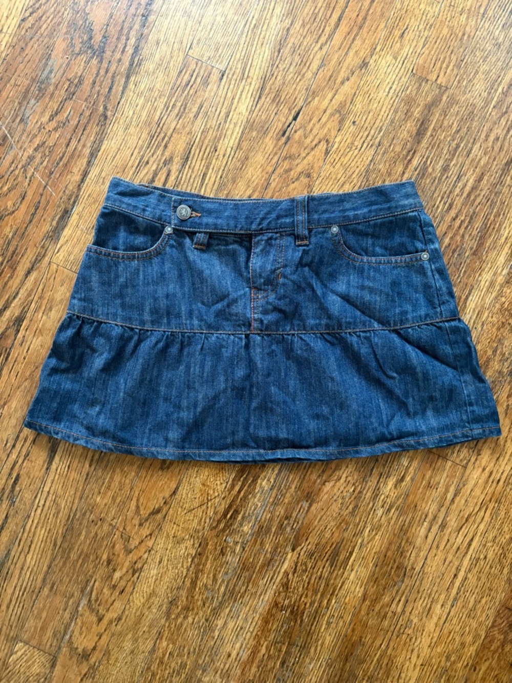 Tommy Hilfiger Tommy Jean Vintage Dark Blue Denim Peplum Mini Skirt Festival